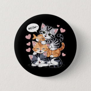 Badge Rond 5 Cm Chatons empilés drôles Pyramide de pattes