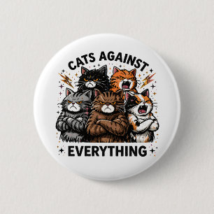 Badge Rond 5 Cm Chats Contre