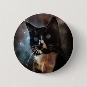 Badge Rond 5 Cm Chats dans l'espace