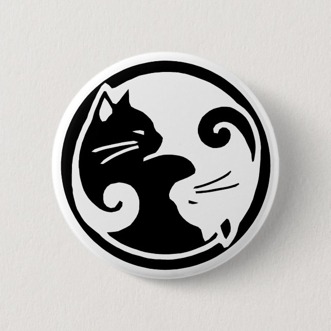 Badge Rond 5 Cm Chats de Yin Yang (Devant)