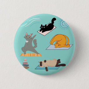 Badge Rond 5 Cm Chats Drôle Au Yoga