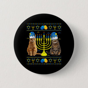 Badge Rond 5 Cm Chats drôles Menorah Juif Hanukkah joyeux laid