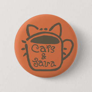 Badge Rond 5 Cm Chats et Java Brown Outline
