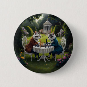 Badge Rond 5 Cm Chats jouant aux échecs