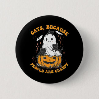 Badge Rond 5 Cm Chats Parce que les Gens sont Flippants Halloween 