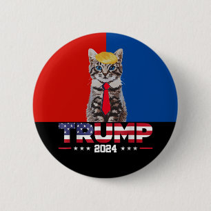 Badge Rond 5 Cm Chats Pour Trump 2024   Vance Trump Red Blue