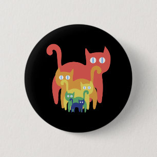 Badge Rond 5 Cm Chats Rainbow