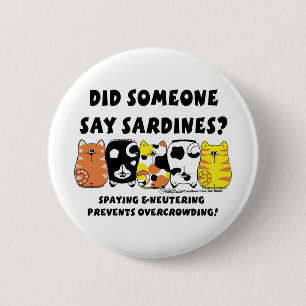 Badge Rond 5 Cm Chats Sardine