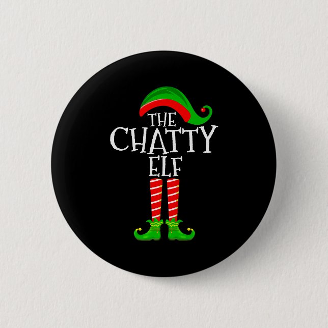 Badge Rond 5 Cm Chatty Elf Funny Matching Family Group Christmas P (Devant)