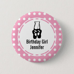Badge Rond 5 Cm Chaussons Bleu Noir En Pointe Fille Anniversaire