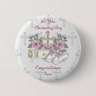 Badge Rond 5 Cm Chaussures de baptême de filles