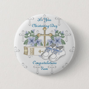 Badge Rond 5 Cm Chaussures de baptême de garçons