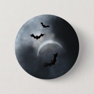 Badge Rond 5 Cm Chauve-Chauve-Halloween éffrayante À Eclipse