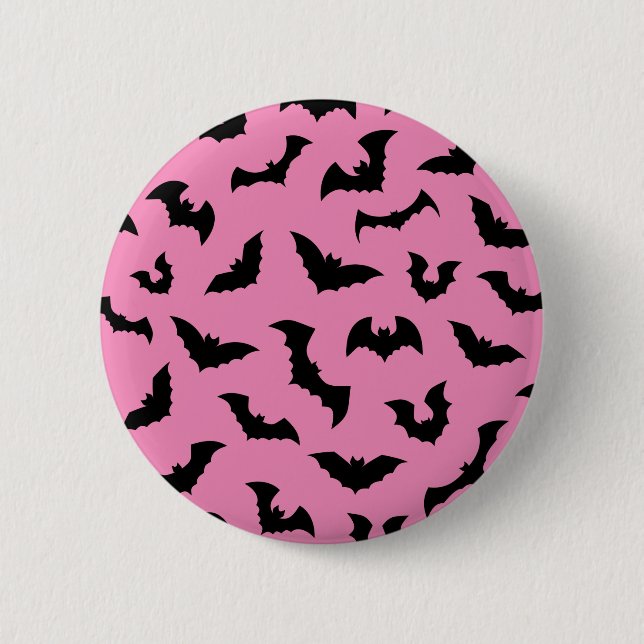 Badge Rond 5 Cm Chauve-souris rose pastel motif halloween (Devant)