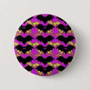 Badge Rond 5 Cm Chauves-Basses Et Vaches Rose Jaune