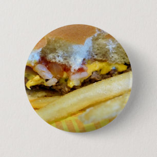 Badge Rond 5 Cm Cheeseburger et Fries