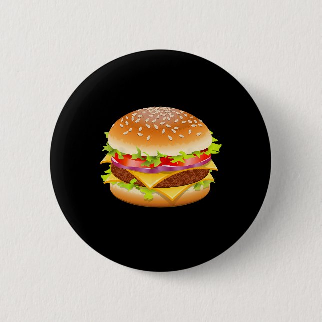 Badge Rond 5 Cm Cheeseburger Hamburger Burger Drôle Nourriture Hal (Devant)