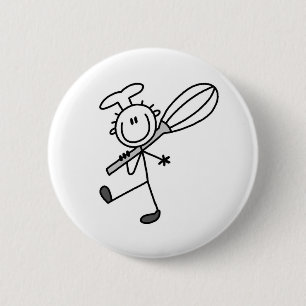 Badge Rond 5 Cm Chef Bâtonnet Avec Fouet