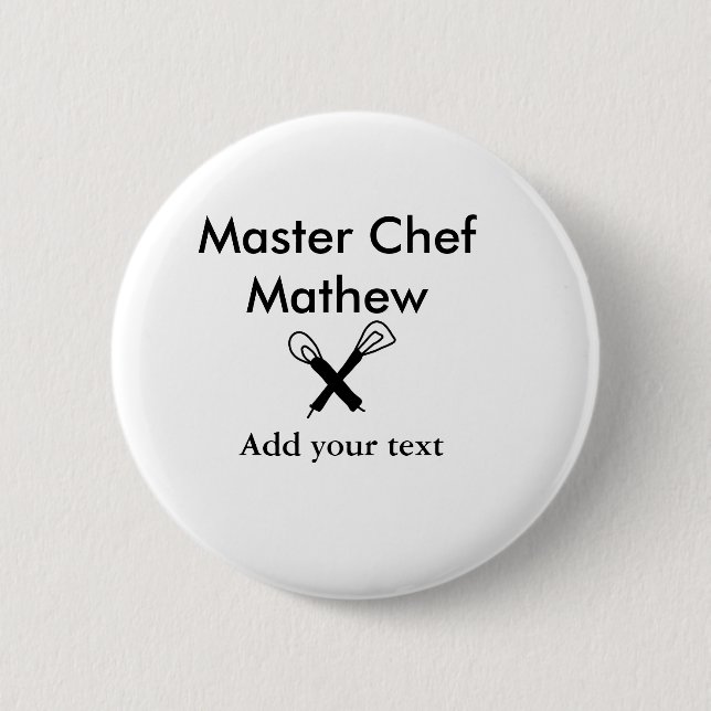 Badge Rond 5 Cm Chef cuisinier cuisinier cuisinier ajouter nom de  (Devant)