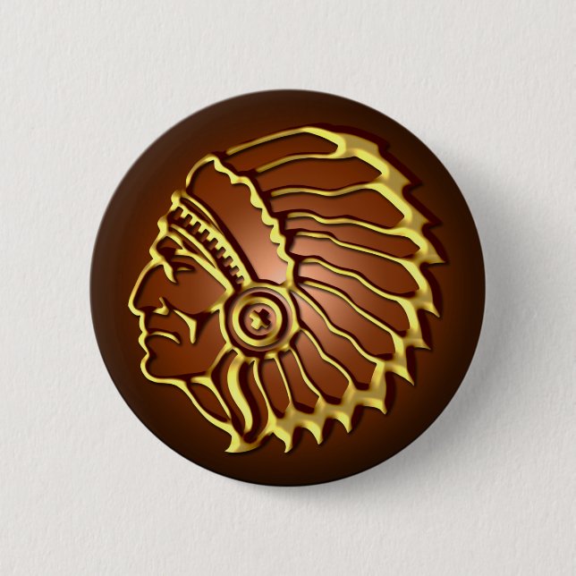 BADGE ROND 5 CM CHEF DE NATIF AMÉRICAIN (Devant)