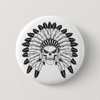 Badge Rond 5 Cm Chef du crâne indien