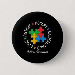 Badge Rond 5 Cm Chemise Autisme Amour Accepter Soutenir Autistique