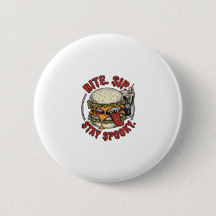 Badge Rond 5 Cm Chemise Burger Épouvantable Gravure Vintage Hallow