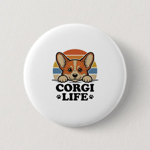 Badge Rond 5 Cm Chemise Corgi Life Gravure Vintage Art Amoureux de