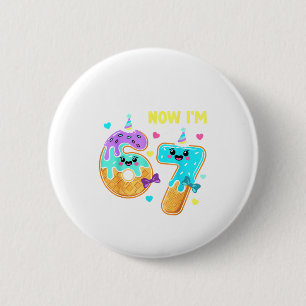 Badge Rond 5 Cm Chemise d'anniversaire 7 ans fille 7 ans J'avais 6