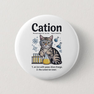 Badge Rond 5 Cm Chemise de cation Chat Science Chimie Professeur D