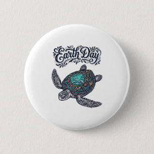 Badge Rond 5 Cm Chemise de conception de gravure vintage de tortue