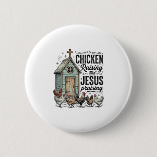 Badge Rond 5 Cm Chemise de ferme vintage louant Jésus et élevant d
