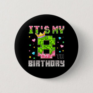 Badge Rond 5 Cm Chemise de fille d'anniversaire 8e anniversaire je