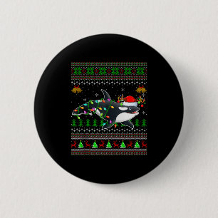 Badge Rond 5 Cm Chemise de Noël hideuse baleine orque Santa Anima
