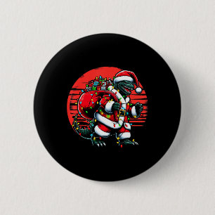 Badge Rond 5 Cm Chemise de Noël Santazilla Monstre japonais Kaiju