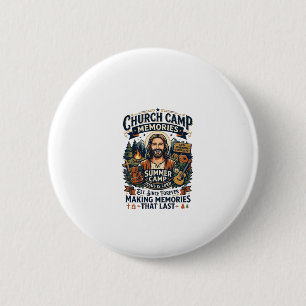 Badge Rond 5 Cm Chemise de nostalgie du camp de l'église Jésus VBS