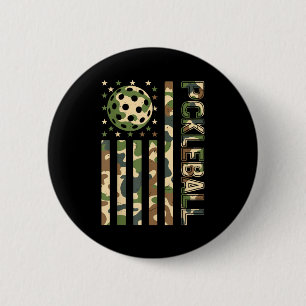 Badge Rond 5 Cm Chemise de pickleball camouflage drapeau américain