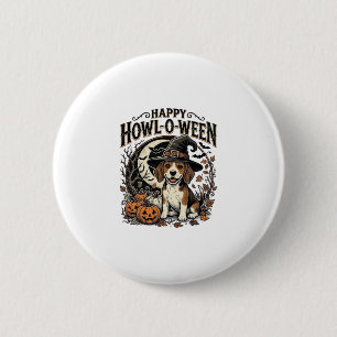 Badge Rond 5 Cm Chemise Halloween Chapeau De Sorcière Beagle Joyeu