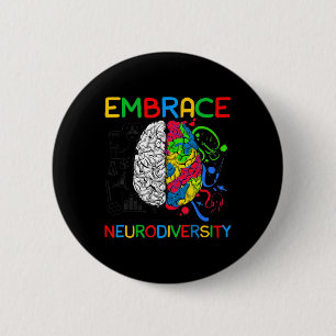 Badge Rond 5 Cm Chemise Neurodiversity Embrasser la Sensibilisatio