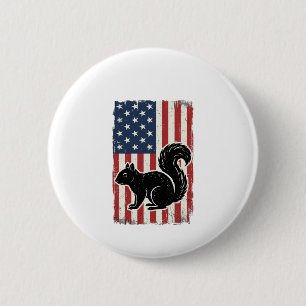 Badge Rond 5 Cm Chemise patriotique écureuil drapeau américain vin