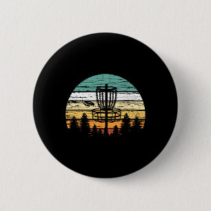 Badge Rond 5 Cm Chemise rétro de golf à disque, golf à frisbee vin