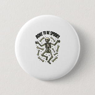 Badge Rond 5 Cm Chemise squelette effrayant Halloween vintage Bone