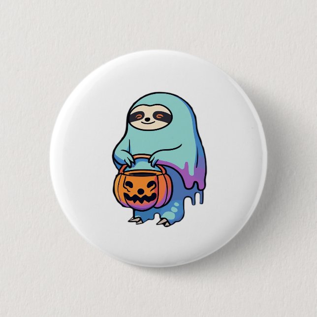 Badge Rond 5 Cm Chemise T-Shirt de Sloth Ghost Halloween surdimens (Devant)