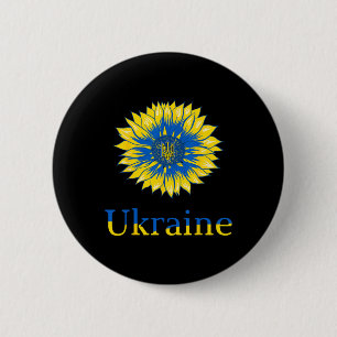 Badge Rond 5 Cm Chemise Ukraine Ukrainiens Mignons Tournesol Rétro