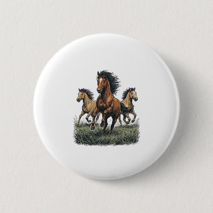 Badge Rond 5 Cm Chemise vectorielle occidentale de chevaux sauvage