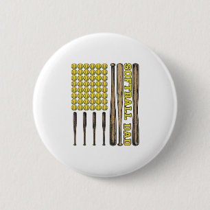 Badge Rond 5 Cm Chemise vectorielle vintage batte et balle de soft