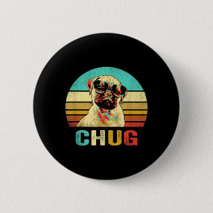 Badge Rond 5 Cm Chemise Vintage Chug Chien Coucher de soleil