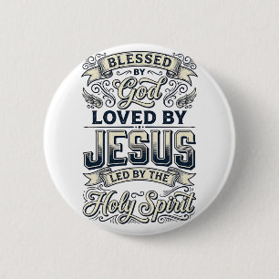 Badge Rond 5 Cm Chemise Vintage Esprit Saint Jésus Bénis par Dieu