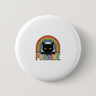 Badge Rond 5 Cm Chemise Vintage Purride Chat Noir Arc-en-Ciel Desi