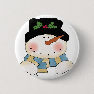 Badge Rond 5 Cm Chemises et cadeaux Snowman souriants